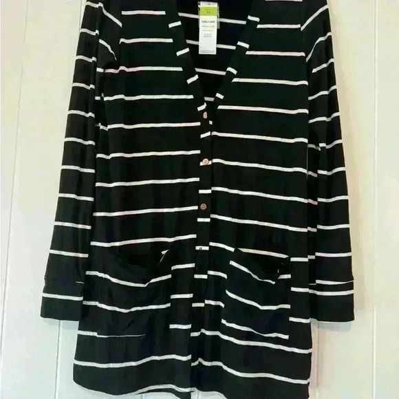 Agnes & Dora™ Favorite Cardi Black and White Stripe - Picture 2 of 5